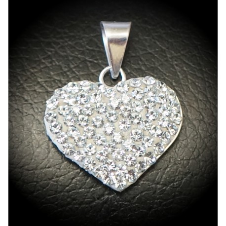 Heart pendant with zircons, 925 silver