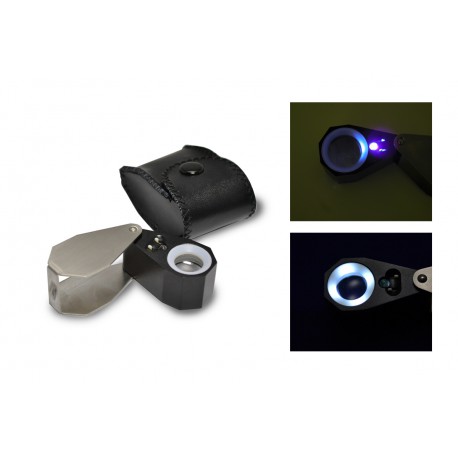 Illuminated jewelers’ loupe with ultraviolet lighting