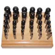 Set of punches with wooden base