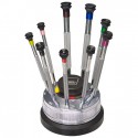 9 screwdrivers, 0,6 - 3,0 mm, rotatable base