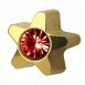 Star with red stone, gold plated