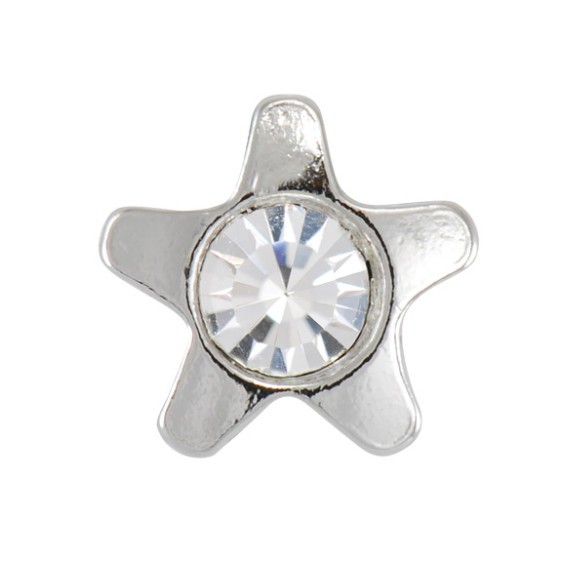 Star with clear stone, stainless steel